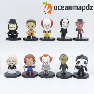 Oceanmapdz โมเดลฟิกเกอร์ PVC รูปชัคกี้ซอว์น่ากลัว ของเล่นสําหรับเด็ก เก็บสะสม 10 ชิ้น ต่อล็อต