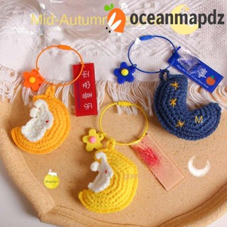 Oceanmapdz พวงกุญแจ ผ้าวูลถัก รูปกระต่าย ดวงจันทร์ เทศกาลไหว้พระจันทร์ ของขวัญเทศกาล สําหรับเด็กผู้หญิง นักเรียน