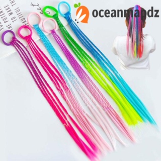 Oceanmapdz วิกผมหางม้าถัก ไล่โทนสี เครื่องประดับผม หลากสี DIY สําหรับเด็ก