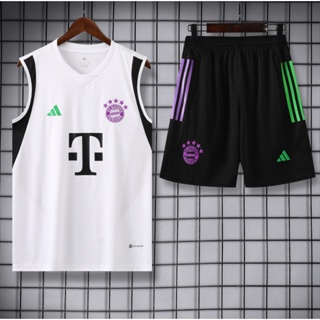 เสื้อกีฬาแขนสั้น ลายทีมชาติฟุตบอล Bayern 23 24 ชุดเหย้า สีขาว สําหรับผู้ใหญ่