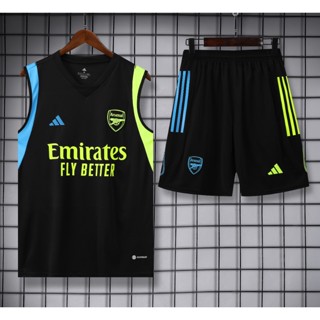 เสื้อกีฬาแขนสั้น ลายทีมชาติฟุตบอล Arsenal 23 24 ชุดเยือน สีดํา สําหรับผู้ใหญ่