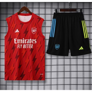 เสื้อกีฬาแขนสั้น ลายทีมชาติฟุตบอล Arsenal 23 24 ชุดเหย้า สีแดง สําหรับผู้ใหญ่