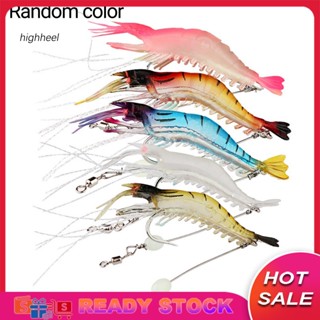 [พร้อมส่ง] เหยื่อตกปลาซิลิโคน รูปกุ้งปลอม เรืองแสง 9 ซม. พร้อมตะขอหมุน 5 ชิ้น