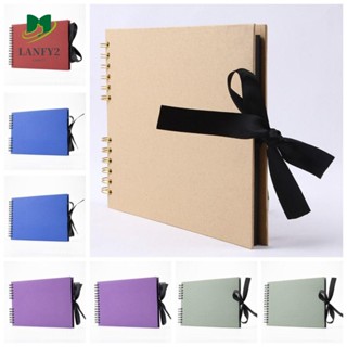 Alanfy สมุดอัลบั้มรูปภาพ ริบบิ้น สีดํา แฮนด์เมด DIY 40 แผ่น ต่อชุด