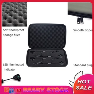 [พร้อมส่ง] ชุดสวิงเกอร์เตือนปลากินเบ็ด พร้อมไฟ LED 4 สี 4 ชิ้น ต่อชุด พร้อมกระเป๋าจัดเก็บ