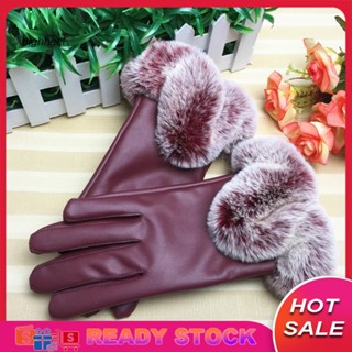 [พร้อมส่ง] ถุงมือสกี ผ้าฟลีซ หนังเทียม แบบนิ่ม แฟชั่นฤดูหนาว สําหรับผู้หญิง 1 คู่