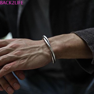 Back2life สร้อยข้อมือผู้ชาย เท่ เรียบง่าย อินเทรนด์ บิดถัก ของขวัญวันเกิด โทเท็ม โลหะผสม กําไลข้อมือผู้ชาย