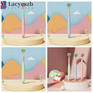 Lacyeszb แปรงสีฟันเด็ก สามด้าน ที่ขูดลิ้น ทําความสะอาดฟัน น่ารัก ปากลึก 360 องศา สีลูกกวาด เด็ก