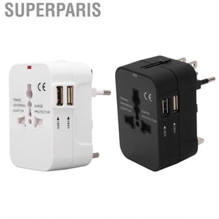 Superparis Universal Travel Outlet  Power Adapter Socket 100‑240VAC 5V 2.1A USB Ports for Outdoor Camping