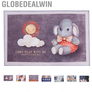 Globedealwin Floor Mat Non Slip Cute Osmosis Prevention Cartoon Ground Crystal Velvet for Bedroom Restroom