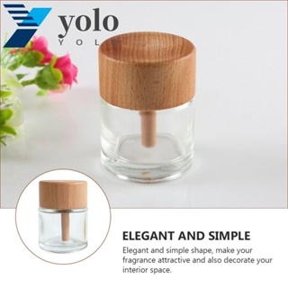 Yolo ขวดใส่น้ํามันหอมระเหย แบบใส ขนาดเล็ก 50 มล. พร้อมฝาไม้ เติมได้ DIY สําหรับตกแต่งบ้าน