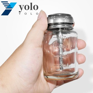 Yolo ขวดปั๊มน้ํายาล้างเล็บ สเตนเลส ทรงกลม 80 มล. แบบหนา เติมได้