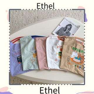 Ethel1 กระเป๋าสะพายไหล่ ทรงโท้ท ปักลาย เป็นมิตรกับสิ่งแวดล้อม นํากลับมาใช้ใหม่ได้ สําหรับเด็กผู้หญิง