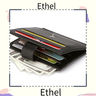 Ethel1 กระเป๋าสตางค์ หนัง PU ทรงสี่เหลี่ยม สีดํา สําหรับใส่เหรียญ นามบัตร