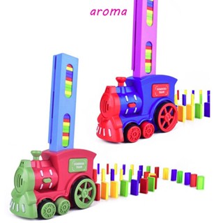 Aroma ชุดของเล่นตัวต่อรถไฟโดมิโน่ มีเสียง DIY เพื่อการเรียนรู้ สําหรับเด็กผู้ชาย ผู้หญิง