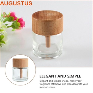 Augustus ขวดแก้วใส่น้ํามันหอมระเหย น้ํามันหอมระเหย แบบพกพา พร้อมฝาปิดไม้ DIY สําหรับรถยนต์ สํานักงาน