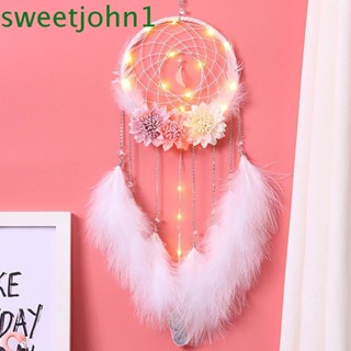 Sweetjohn เครื่องรางดักฝัน ประดับขนนก แฮนด์เมด สําหรับแขวนตกแต่งห้องนอน