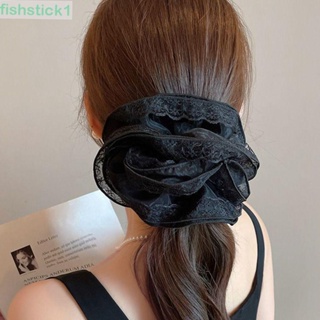 Fishstick1 ลูกไม้ Scrunchies, ยางรัดผม ชีฟอง, ยางรัดผม เรียบง่าย สไตล์เกาหลี สําหรับเด็ก