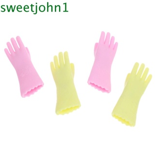 Sweetjohn ถุงมือจิ๋ว สีชมพู สีเขียว สําหรับตกแต่งบ้านตุ๊กตา 1:12 1:6