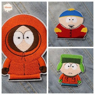 Ahour แผ่นแพทช์สติกเกอร์ ปักลายอนิเมะ South Park แฮนด์เมด DIY สําหรับติดตกแต่งกระเป๋านักเรียน