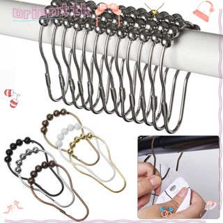 Orienttk 12 ชิ้น ตะขอม่านอาบน้ํา สําหรับห้องน้ํา ฝักบัว ถอดออกได้ สเตนเลส ร่อน ราบรื่น แหวนตะขอ