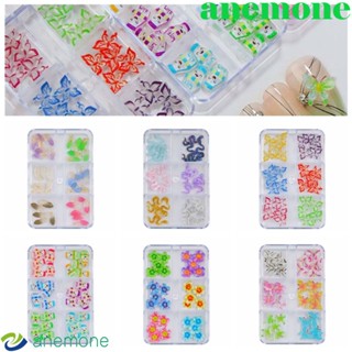 Anemone อุปกรณ์ตกแต่งเล็บ ลายผีเสื้อ ดอกไม้ ใบไม้ 6 ช่อง คละสี สําหรับตกแต่งเล็บ