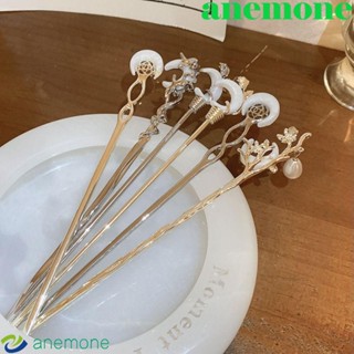 Anemone กิ๊บติดผมอะคริลิค รูปพระจันทร์เสี้ยว ประดับพู่ไข่มุก สไตล์จีนโบราณ สําหรับเด็กผู้หญิง