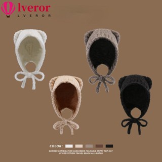 Lveror หมวกไหมพรมถัก น่ารัก สไตล์เกาหลี ฤดูใบไม้ร่วง และฤดูหนาว