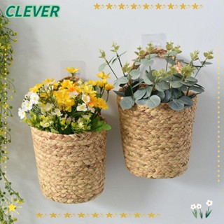 Clever ตะกร้าหวายสาน แฮนด์เมด สีขาว สีเหลือง สําหรับแขวนกระถางต้นไม้ ดอกไม้