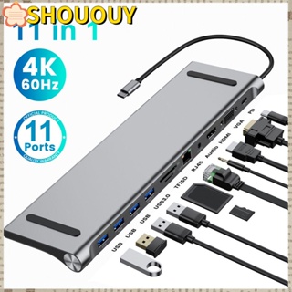 Shououy อะแดปเตอร์ฮับ USB Type-C หลายพอร์ต แจ็ค 3.5 มม. 4K HDMI สําหรับแล็ปท็อป PC