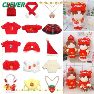 Clever เสื้อผ้าตุ๊กตา ผ้าฝ้าย สีแดง ขนาด 20 ซม. สําหรับตุ๊กตา