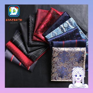 Diachath ผู้ชาย ผ้าเช็ดหน้า แฟชั่น Paisley Satin Hankies