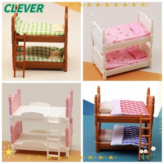 Clever โมเดลเตียงคู่ เฟอร์นิเจอร์จิ๋ว หลากสี สําหรับตกแต่งบ้านตุ๊กตา ห้องนอน