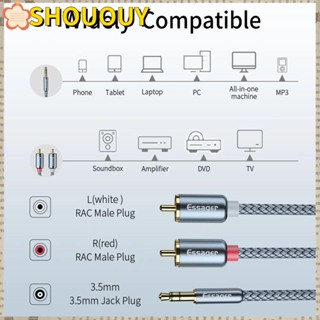 Shououy RCA สายเคเบิลเชื่อมต่อ ทองแดง 3.5 มม. เป็น 2RCA ตัวผู้ สําหรับกล่องทีวี ลําโพง สายไฟ