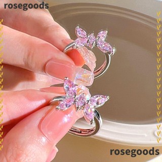 Rosegoods1 แหวนอัลลอย รูปตาแมว หัวใจ สีชมพู สําหรับผู้หญิง