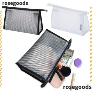 Rosegoods1 กระเป๋าเครื่องสําอาง EVA กันน้ํา มีซิป สีดํา และสีขาว สําหรับผู้หญิง