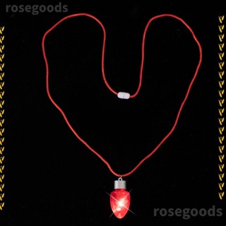 Rosegoods1 สร้อยคอเชือกเรืองแสง พลาสติก สีแดง แสงสีแดง จี้บับเบิ้ล อุปกรณ์ประกอบฉากปาร์ตี้ สร้อยคอเชือก สําหรับเด็ก