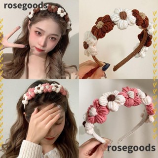 Rosegoods1 ที่คาดผม ดอกไม้ ผ้าถัก เครื่องประดับ ผู้หญิง แฟชั่น ที่คาดผม ผ้าน่ารัก ดอกไม้ ที่คาดผม เด็กผู้หญิง