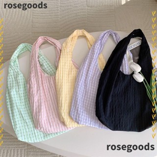 Rosegoods1 กระเป๋าสะพายไหล่ กระเป๋าถือ กระเป๋าช้อปปิ้ง ผ้าแคนวาส จุของได้เยอะ เข้ากับทุกการแต่งกาย สําหรับผู้หญิง