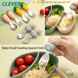 Clever ช้อนส้อมสเตนเลส ลายการ์ตูน สําหรับเด็กทารก