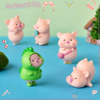 Orienttk ตุ๊กตาเรซิ่น PVC รูปการ์ตูนหมูน่ารัก ขนาดเล็ก สําหรับตกแต่งสวน 7 ชิ้น ต่อชุด