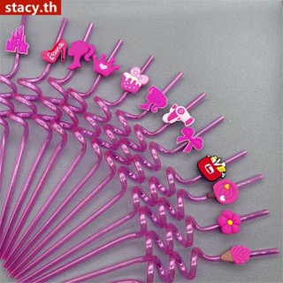 【ในการจัดส่ง】 Pink Straws Creative หลอดพลาสติกแบบพกพาสำหรับดื่มอาหารเย็น