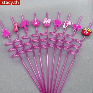 【ในการจัดส่ง】หลอดสีชมพู Creative Heart Shaped Straw หลอดพลาสติกแบบพกพาสำหรับดื่มอาหารเย็น