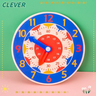 Clever นาฬิกาไม้ ทรงกลม ของเล่นเสริมการเรียนรู้คณิตศาสตร์ สําหรับเด็ก 2 ชิ้น