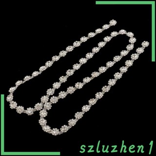 [Szluzhen1] ริบบิ้นโซ่ พลอยเทียม ลายดอกไม้ 1 หลา สําหรับตกแต่งงานแต่งงาน