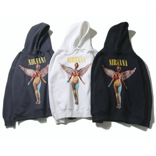 เสื้อกันหนาว มีฮู้ด พิมพ์ลาย Nirvana Band Rock Perspective Angel แฟชั่นสําหรับผู้ชาย และผู้หญิง