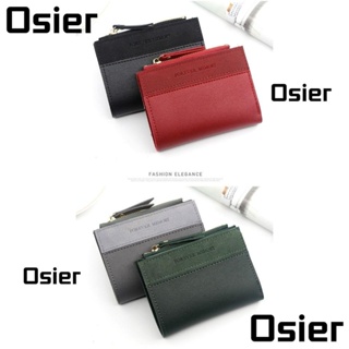 Osier1 กระเป๋าสตางค์ ใบสั้น หนัง PU มีซิป ขนาดเล็ก 7 สี สําหรับใส่บัตร