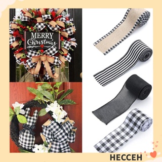 Hecceh ริบบิ้นโบว์ ผ้าลินินเทียม สีดํา และสีขาว สําหรับตกแต่งวันหยุด DIY 4 ชิ้น