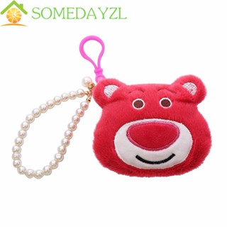 Somedayzl กระเป๋าใส่เหรียญ พวงกุญแจ จี้ตุ๊กตาการ์ตูนหมี สตรอเบอร์รี่ แพนด้าน่ารัก มีซิป อเนกประสงค์ สําหรับผู้หญิง