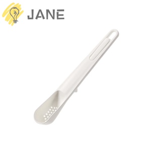 Jane 2-in-1 ช้อนส้อมพลาสติก อเนกประสงค์ ขนาดเล็ก แบบพกพา ทนทาน สีขาว สําหรับกรองน้ํามัน น้ําผลไม้